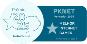 Prêmio recebido pela PKNET em 2025, "MelhorPlano net", melhor internet gamer.