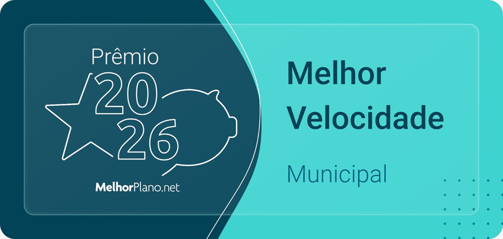 Selo Prêmio 2026 Melhor Velocidade Municipal do MelhorPlano.net