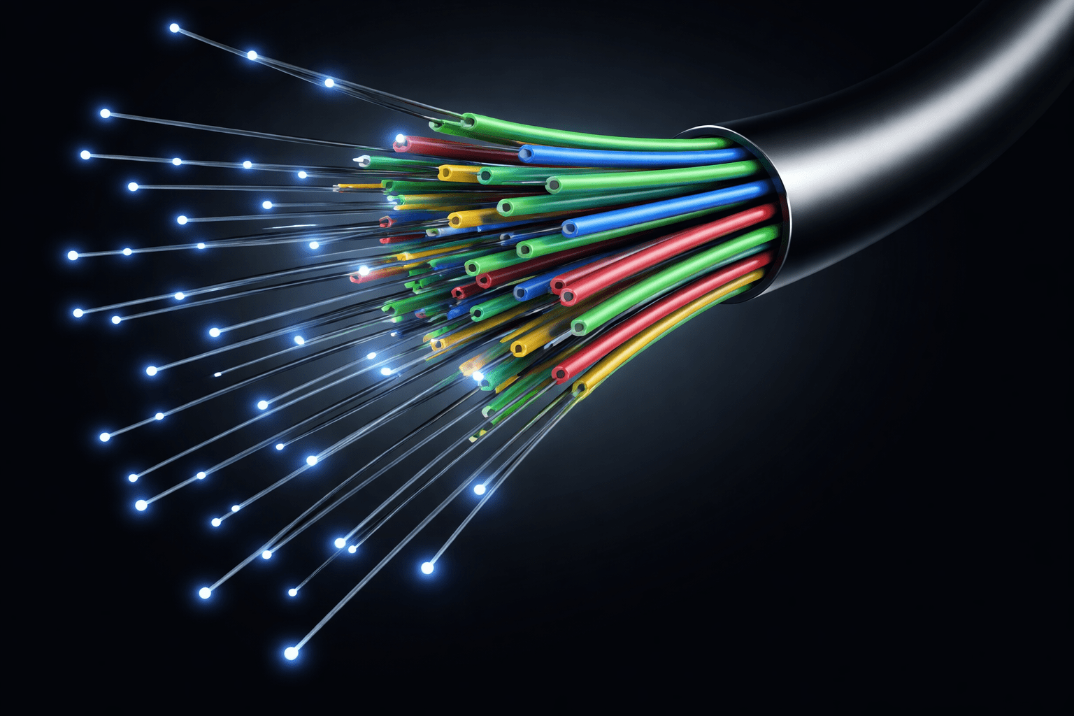Imagem fibra optica com luz